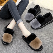 Chao brand winter New wool shoes women plus velvet flat bottom pregnant womens ladyshoes Joker outside wearing Bean shoes warm cotton shoes women