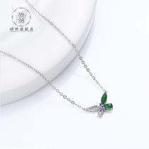 Shuozhao master joint 925 silver natural jade personality design light luxury high-end sense butterfly necklace