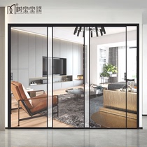 Black extremely narrow frame Balcony Kitchen Pushdoor Living Room Partition Custom moving door Alloy Door Tempered Glass Door