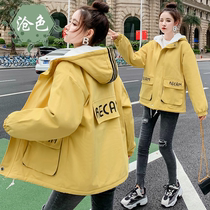 Plus velvet padded padded coat girl Autumn Spring 2021 New Fashion students Korean version of short cotton coat Joker tide
