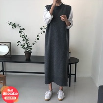 Pregnant women autumn suit fashion loose vest knitted sweater long pregnant woman strap dress autumn and winter