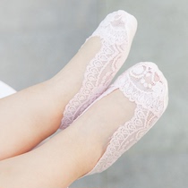 Childrens socks summer thin boat Socks girls spring and autumn non-slip baby children anti-falling lace invisible socks shallow mouth