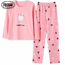 New home clothes large size autumn thin temperament comfortable pajamas women long sleeve cleaning elegant pink beautiful