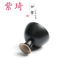 Zhizhi Black and White Zen Style goblet High-legged personal master cup Coarse pottery teacup Large Tea pot Puer Cup