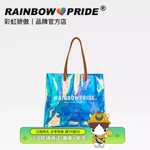 RainbowPride Dazzling PVC Small Fresh Single Shoulder Inclined Cross Canvas Men And Women Black-and-white Satchel Delivery Pendant Medal