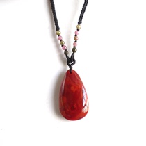 Water jade ice spirit natural southern red agate pendant persimmon red silk agate ice seed floating red object