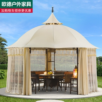 Outdoor gazebo Large garden Courtyard gazebo Shading Outdoor European Terrace Wooden house Luxury White House Fort tent