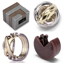 Japanese magic gold puzzle unlock HANAYAMA genuine unlocking toy development brain hole difficulty 4 Luban lock