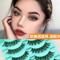 European and American makeup new products ins Net red beauty makeup blogger false eyelashes with cross eyes and tail thick realistic mixed blood messy