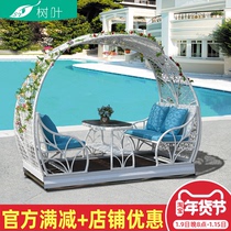 Outdoor Balcony Garden Autumn Thousands of vines Rattan Chairs Four Power Villa Terrace Rocking Chair Indoor Outside Autumn rocking chair
