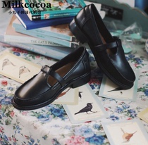Korean official website milkcocoa September autumn womens literature and art Fan College hollow buckle small leather shoes flat single shoes