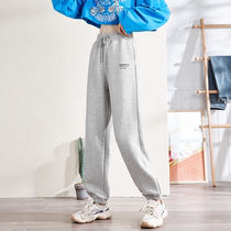 Tang Shi spring autumn new pants womens casual pants gray plush sweatpants womens loose corset sweatpants Korean version