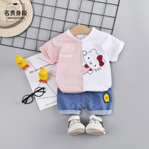 Boy baby Summer 2020 New Set cartoon short sleeve 1 to 3 years old summer baby childrens clothing handsome foreign