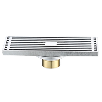Hui porcelain solid copper rectangular floor drain large displacement deodorant toilet shower long 8 * 20cm chrome plated floor drain