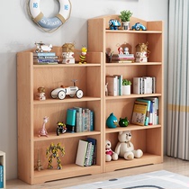 Beech bookcase Childrens multi-layer shelf Modern simple household storage Solid wood bookshelf Floor-to-ceiling simple shelf