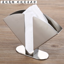 Stainless steel fan tissue Rack restaurant tissue holder square tissue box bar countertop square towel holder custom logo