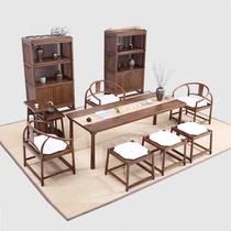 New Chinese style tea table Zen solid wood big board kung fu office tea modern simple office tea table and chair combination