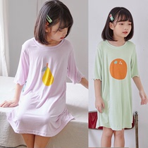 Childrens Nightdress Modal Girls Pajamas Summer Thin Baby Home Skirt Princess Dress Half-sleeved