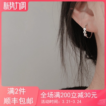 Minimalist arched earrings 925 pure silver rose gold three zircons small ear ring personality 100 hitch pendant