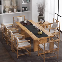 Nordic modern simple log tea table solid wood Chinese tea table kung fu tea table tea table tea table chair combination
