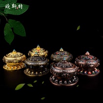 Tibetan Buddhist supplies home furnishings Tibetan incense burner Zen alloy Lotus eight auspicious pan incense burner