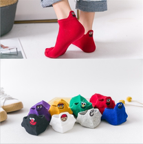 P081 female 2020 spring and summer new cartoon childlike embroidery comfortable breathable cotton socks couple low short socks