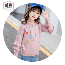 Lanben girls autumn T-shirt 2020 new childrens clothes childrens clothes round neck top children long sleeve base shirt