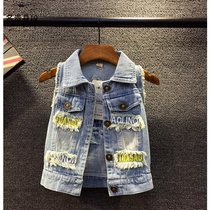 Childrens clothing spring and autumn denim vest boys and girls vest baby thin waistcoat childrens vest coat small childrens coat