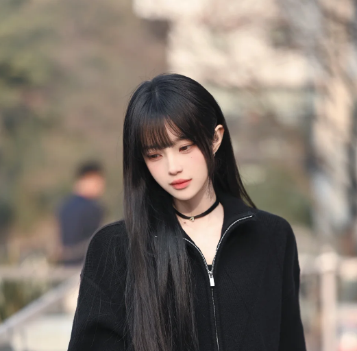 真我黑长直漫画齐刘海假发套 全真发整顶设计 自然隐形无痕贴合 长发飘逸顺滑