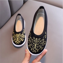 Childrens costume Hanfu boys embroidered shoes handmade traditional childrens cloth shoes old Beijing ethnic style spring and autumn mens shoes