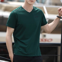 2021 Summer New Pure Cotton Short Sleeve Mens Sport Blouse Breathable Running T-Shirt V Collar Body Shirt Half Sleeve Tide