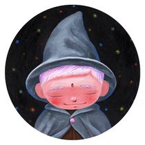 Xian American Academy Wang Yalong Little Wizard plank acrylic original cartoon healing living room decoration painting hang painting