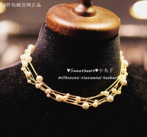Korean official website milkcocoa spring women sweet romantic time and space full pearl embellishment little woman multi-layer necklace