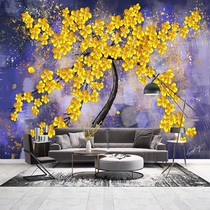 3D Solid Gold Hair Treasure Tree Wallpaper TV Background Wall Paper Abstract Oil Painting Mural Living Room Bedroom Sofa Wall Cloth