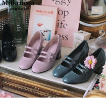Korean official website milkcocoa April summer female sweet princess double-layer buckle candy color medium heel high heel single shoes