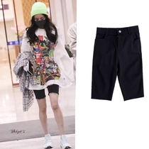 Yang power the same black 50% pants female summer slim fit 2022 new high waist large size casual tight elastic shorts