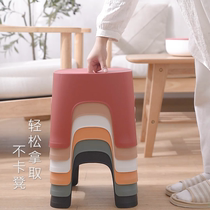 Small stool low stool Nordic adult household coffee table bench bench cute plastic Japanese thick child anti-skid glue dengzi