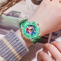 Electronic waterproof anti-fall Childrens watch boys and girls only look at time cute Primary School students cartoon play