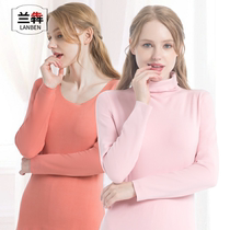 Lanben thermal underwear women thick moral velvet traceless fever thermostatic tight high neck autumn clothing trousers set base Cotton