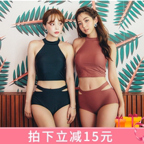 New 2020 Korea Ins retro bikini sexual sensation with chest cushion High waist display Slim Foam Spa Split Swimsuit Woman