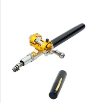 Mini pole with steel pen drum type small portable wheel light pole pen metal rod fishing rod pocket raft Rod