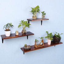 One-character partition solid wood wall shelf creative fashion wall shelf bookshelf iron living room decorative flower rack