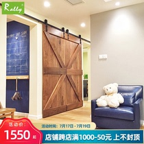 Rally Log barn door Nordic sliding door Sliding door Custom kitchen bathroom Simple track hanging door