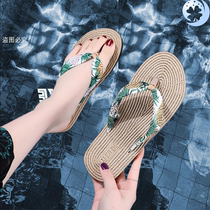 New summer bohemian slippers women wear ethnic style cool slippers seaside vacation flat beach shoes anti - 