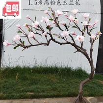 Simulation magnolia branch flower arrangement window decoration Wedding decoration flower shape white pink magnolia tree