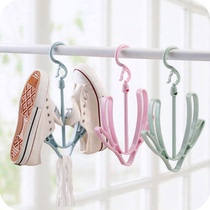 Multi-purpose shoe rack Balcony hanger shoe rack Creative double hook outdoor windproof hook storage hanging shoe rack