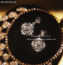 Korean official website milkcocoa spring women sweet romantic beautiful women monosodium glutamate gem flower earrings