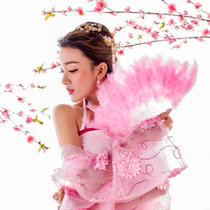 New personality Chinese costume photography props pink feather fan photo fan photo fan National tide Photo female fan