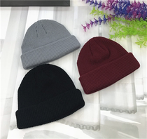 Pure hat men winter hat men autumn and winter pure color knitted hat business thickening large wool cap warm men