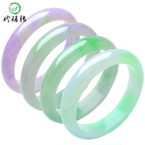 Rare edge Myanmar old pit A cargo jade bracelet ice seed Green Violet Blue concubine jade bracelet female with certificate